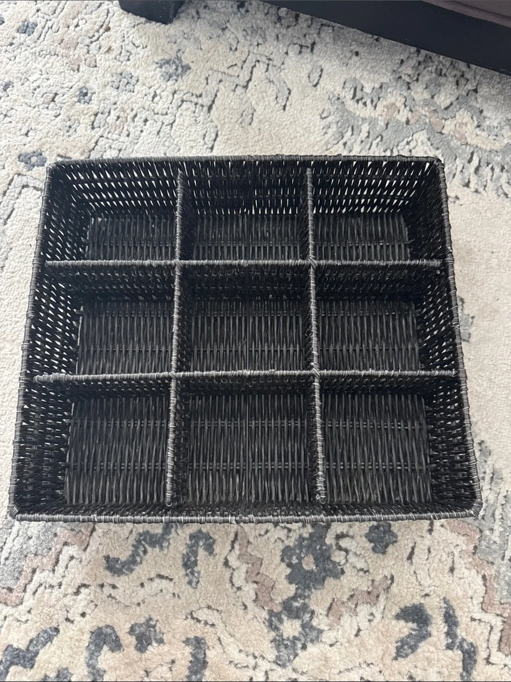 9 Compartment Section Divided Organization Shelf Dark Wicker